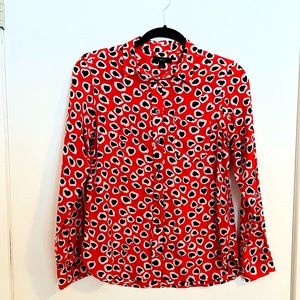 J. Crew Red Silk Blouse XS